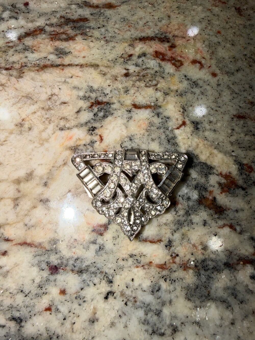 Vintage Art Deco Rhinestone Dress Clip